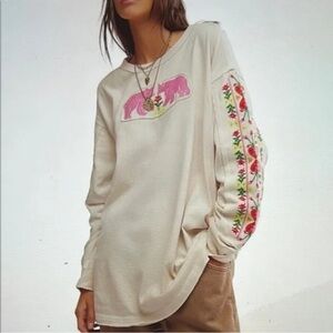 We the Free People All My Heart Floral Embroidered Cream Top XS